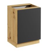 Base cucina "Matterhorn" 11, rovere Artisan/grigio, 1 anta, 2 scomparti, design senza maniglie, funzione "push-to-open", 60 x 46,8 x 82 cm
