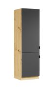 Incasso per frigorifero "Matterhorn" 21,  rovere Artisan/grigio, 2 ante, 2 maniglie in metallo, funzione "push-to-open", bordi in ABS, 60 x 57,8 x 211,9 cm