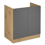 Pensile cucina "Matterhorn" 33, rovere Artisan/grigio, 2 ante, design senza maniglie, funzione "push-to-open", 80 x 46,8 x 82 cm