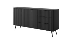 Cassettiera Sloughia 10 nero | 3 cassetti | 2 ante | 4 scomparti | 81 x 163 x 38 cm | Design moderno