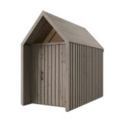 Casetta da giardino in stile scandinavo | Finestra triangolare | Dimensioni esterne: 162,4 x 285,7 cm | Grigio-beige | Superficie di base: 4,64 m² | Tetto a due falde | Malmö 16