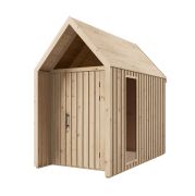 Ripostiglio con finestra triangolare | Finitura naturale | Superficie: 4,50 m² | Stile scandinavo | Tetto a due falde | Dimensioni esterne: 162,4 x 207,7 cm | Malmö 27