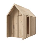 Casetta da giardino in abete massiccio | 1 finestra | Finitura naturale | Superficie di base: 4,64 m² | Stile scandinavo | Tetto a due falde | Dimensioni esterne: 162,4 x 285,7 cm | Malmö 30