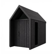 Casetta da giardino con finestra triangolare | Nero | Dimensioni esterne: 162,4 x 207,7 cm | Superficie di base: 4,50 m² | Stile scandinavo | Malmö 03 | Tetto a due falde