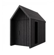 Casetta da giardino con tetto a due falde | 1 finestra | Nero | Superficie di base: 4,64 m² | Stile scandinavo | Legno di abete rosso | Malmö 06 | Dimensioni esterne: 162,4 x 285,7 cm