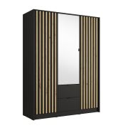 Armadio ad ante battenti "Iraklio" 04, maniglie: metallo, con specchio, 2 cassetti, 10 scomparti, 1 barra appendiabiti, 150,8 x 54,5 x 200,5 cm