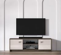 Mobile TV "Mackenzie" 06, color rovere Dunin/cashmere lucido, maniglie: metallo, 2 ante, Sistema "Soft-Close", bordi in ABS, 104 x 40 x 85 cm