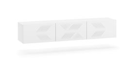 Mobile TV sospeso Taos 23 | Bianco opaco | 32 x 170 x 37 cm | Tre scomparti inclinabili | Design senza tempo