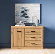 Madia "Athens" 05, rovere Evoke, 1 anta, 3 cassetti, Sistema "Soft-Close", 116 x 40 x 85 cm