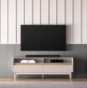 Mobile TV "Humboldt" 07, color cashmere/rovere Cremona, gambe: metallo, 2 cassetti, Sistema "Soft-Close", 154 x 40 x 55 cm