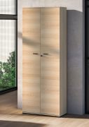 Armadietto "Uppsala" 01, color rovere Lindberg, 2 ante a battente con serratura, 5 scomparti, Sistema "Soft-Close", 79 x 34 x 203 cm
