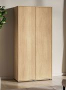 Armadio ad ante battenti "Hampshire" 01, color rovere Mavelie, 2 ante, 2 scomparti, 1 barra appendiabiti, Sistema "Soft-Close", 92 x 52 x 190 cm