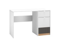 Scrivania moderna Mackinac 08 | Vano portaoggetti | Soft-close | ABS bordi | Bianco/Rovere/Grafite | 76 x 120 x 55 cm
