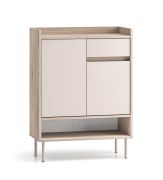 Madia "Nampa" 03, color cashmere/rovere Cremona, 6 scomparti, 1 cassetto, Sistema "Soft-Close", bordi in ABS, 70 x 34 x 95 cm