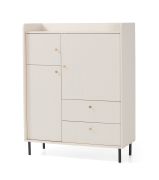 Comò "Schaarbeek" 01, beige effetto legno, gambe e maniglie: metallo, 3 ante, 6 scomparti, 2 cassetti, 3 ripiani in legno, 103,5 x 42 x 133 cm