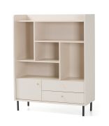 Comò "Schaarbeek" 03, beige effetto legno, gambe e maniglie: metallo, 1 anta, 2 cassetti, 6 scomparti, 103,5 x 42 x 133 cm
