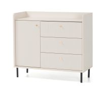Comò "Schaarbeek", beige effetto legno, gambe e maniglie: metallo, 1 anta, 2 scomparti, 3 cassetti, 103,5 x 42 x 91 cm