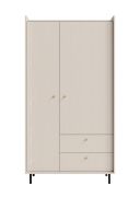 Armadio "Schaarbeek", beige effetto legno, 2 ante a battente, 2 cassetti, 1 barra appendiabiti, 103,5 x 52 x 192 cm