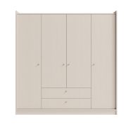 Armadio "Schaarbeek" 13, beige effetto legno, 4 ante a battente, 2 cassetti, 1 barra appendiabiti, 200 x 52 x 207 cm