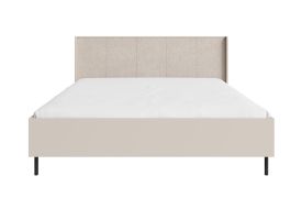 Letto matrimoniale "Schaarbeek" 14, beige effetto legno, gambe: metallo, testiera imbottita, incl. rete a doghe sollevabile, superficie di sdraio: 160 x 200 cm