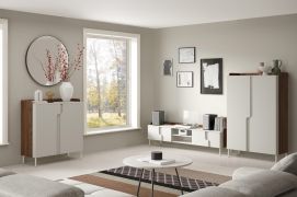 Soggiorno completo - Set "Beringen" C, 3 pezzi, color cashmere/noce Alba, gambe: metallo, sistema "push to open"