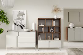Soggiorno completo - Set D "Beringen", 3 pezzi, color cashmere/noce Alba, gambe: metallo, sistema "push to open"