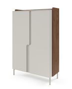 Madia "Beringen" 03, color cashmere/noce Alba, gambe: metallo, 2 ante a battente, 8 scomparti, sistema "push-to-open", 103 x 42 x 160 cm