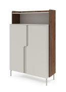 Madia "Beringen" 04, color cashmere/noce Alba, piedini: metallo, 2 ante a battente, 3 scomparti, funzione "push-to-open", 103 x 42 x 160 cm