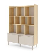 Mobile "Beringen" 05, color rovere Mavelie/Macadamia, gambe: metallo, 1 anta a battente, 1 cassetto, 10 scomparti, funzione "push-to-open", 113 x 42 x 160 cm