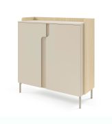 Madia "Beringen" 08, color rovere Mavelie/Macadamia, gambe: metallo, 2 ante a battente, 3 scomparti, funzione "push-to-open", 103 x 42 x 110 cm