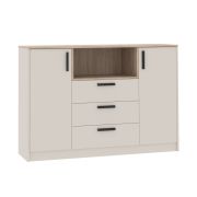 Cassettiera Fafe 05 | Cashmere e Rovere Cremona | 2 ante, 3 cassetti, 7 scomparti | Soft-Close | 95 x 137 x 40 cm