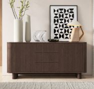 Madia "Mexicali" 05, color noce Lincoln, 2 ante a battente, 3 cassetti, 4 scomparti, funzione “push-to-open”, 150 x 40 x 70 cm