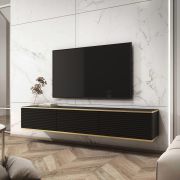 Mobile TV ampio nero | 3 scomparti inclinabili | Design moderno Horsham 05 | 30 x 175 x 32 cm
