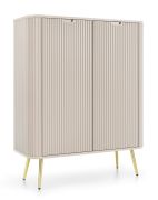 Cassettiera Makreb 17 cashmere | 129 x 103 x 39 cm | 6 scomparti | Gambe oro | 2 ante | Chiusura ammortizzata