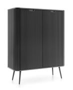 Cassettiera Makreb 15 nera | 129 x 103 x 39 cm | 6 scomparti, 2 ante, gambe in metallo, soft-close