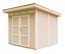 Casetta da giardino Weitra con doppia porta e serratura, tetto: scandole bituminose, pavimento incluso, finitura naturale, superficie utile: 6 m², 236 x 250 cm, parete: 10 mm