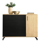 Cassettiera Riemst 10 cassetti | Rovere e nero | 89 x 120 x 40 cm | Design moderno e funzionale