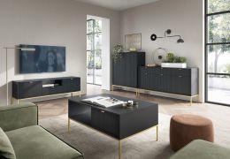 Set soggiorno Worthing 4 pezzi | Nero e oro | Design moderno | Materiali di qualità