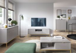 Set soggiorno Worthing 5 pezzi | Design moderno grigio e oro | Eleganza e funzionalità per il living