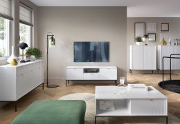 Set soggiorno Worthing 5 pezzi | Bianco Nero Oro | Design moderno e funzionale