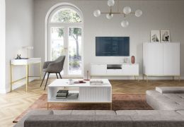 Set soggiorno completo Worthing | 4 elementi | Bianco e oro | Design moderno ed elegante