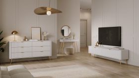 Soggiorno completo - Set D "Sloughia", 3 pz, bianco, maniglie e gambe: metallo
