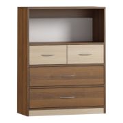 Cassettiera 4 cassetti noce/acero | 110 x 85 x 37 cm | Design moderno e pratico