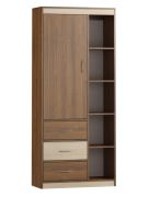 Armadio Pasuruan 03 | Noce e acero | 195 x 85 x 37 cm | Spazio ottimizzato e design moderno