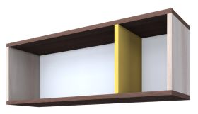 Mensola Kerema 12 | Noce, Olmo e Giallo | 35 x 100 x 25 cm | Design moderno e versatile