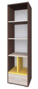 Scaffale Kerema 02 | Noce, Olmo e Giallo | 190 x 50 x 41 cm | Design moderno e raffinato