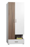Armadio ante battenti Bulolo 21 | Bianco e noce | 198 x 80 x 50 cm | Design moderno