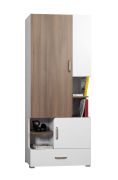Armadio Bulolo 23 bianco/noce | 3 ante, 1 cassetto, 5 ripiani | 198 x 80 x 38 cm