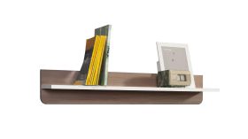 Mensola da parete Bulolo 04 bianco/noce | Design moderno | 18 x 110 x 20 cm | Pratica e resistente