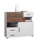 Cassettiera "Bulolo" 12 bianco/noce | Design moderno | 93 x 100 x 44 cm | Ampio spazio